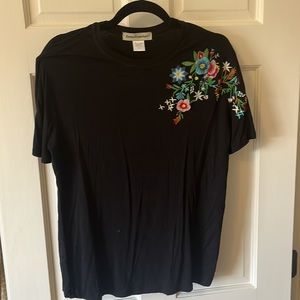 Cotton Emporium Floral Embroidered Tee